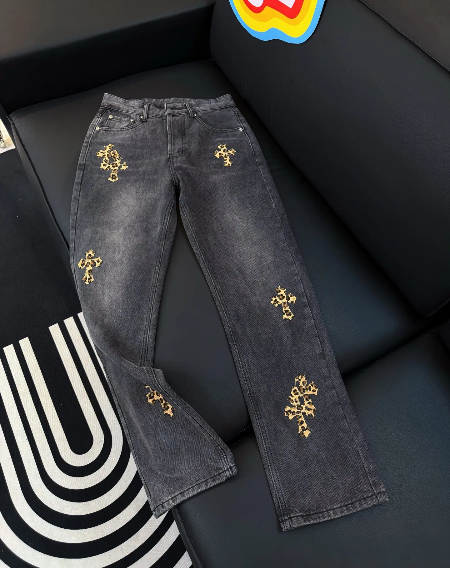 P260 model number: D317 Chrome Hearts gray striped jeans SIZE #28 30 32 34